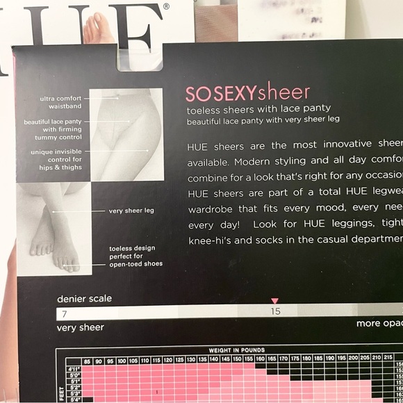 HUE So Sexy Sheer Toeless Sheers with Lace Panty Lot of 3 Size 3 - Picture 6 of 13